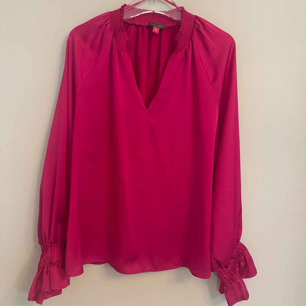 Vince Camuto Fuchsia V-Neck Blouse